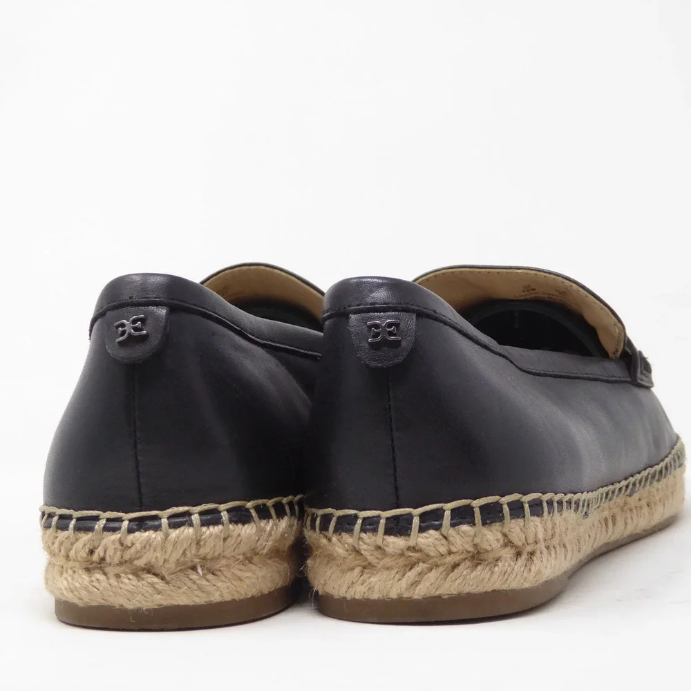 Sam Edelman Kai Womens Espadrille Loafers Black Leather Slip On 10M